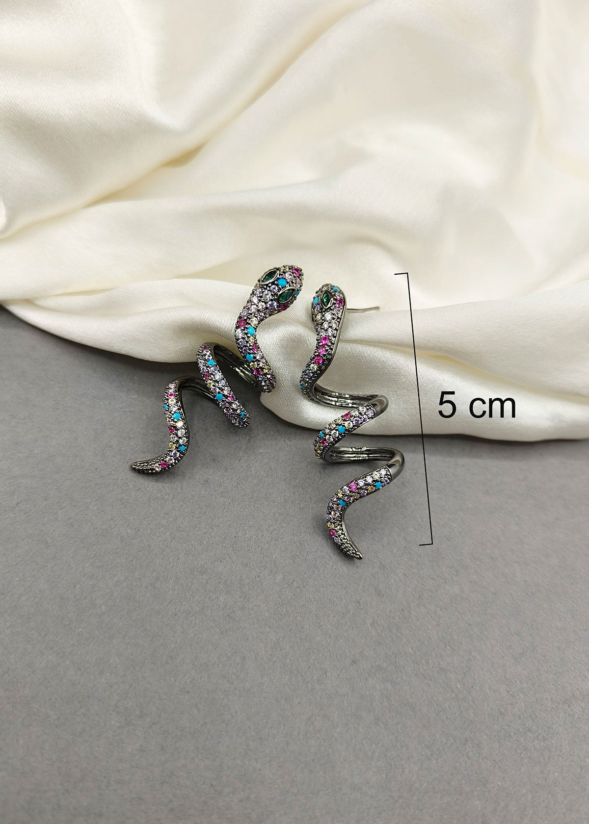 Snake Designer Multicolour Black Polish Diamond Earring For Women