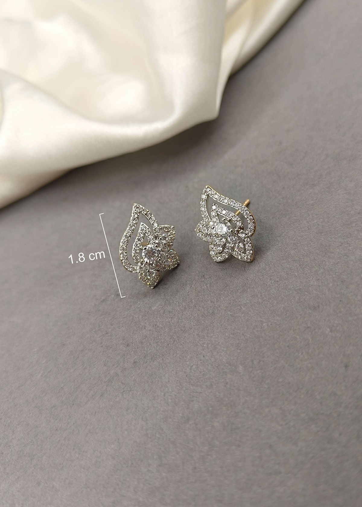 Rose Gold Plated Floral Design Diamond Stud Earring For Women