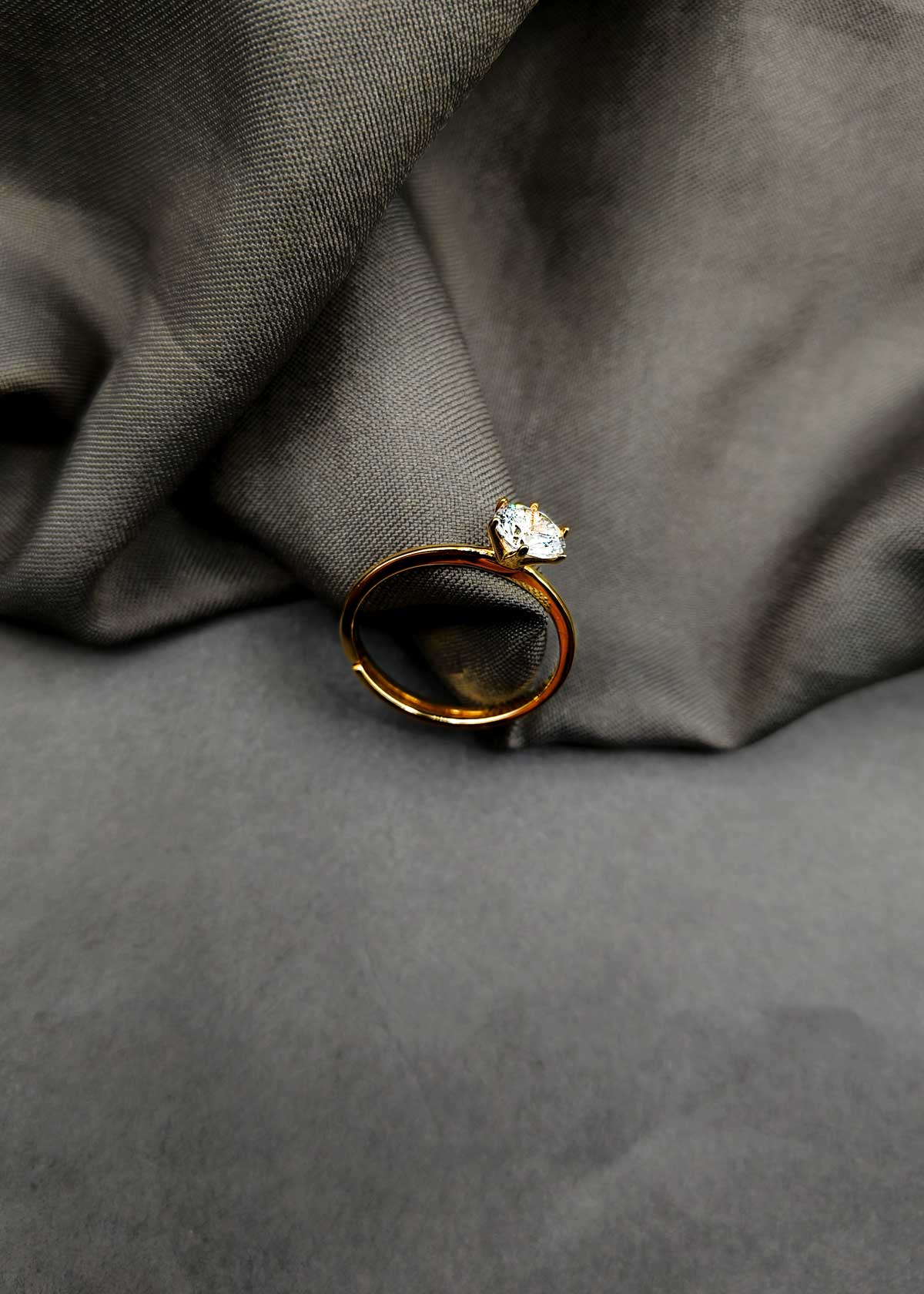 92.5 Sterling Silver Dual Tone Solitaire Diamond Adjustable Ring For Women