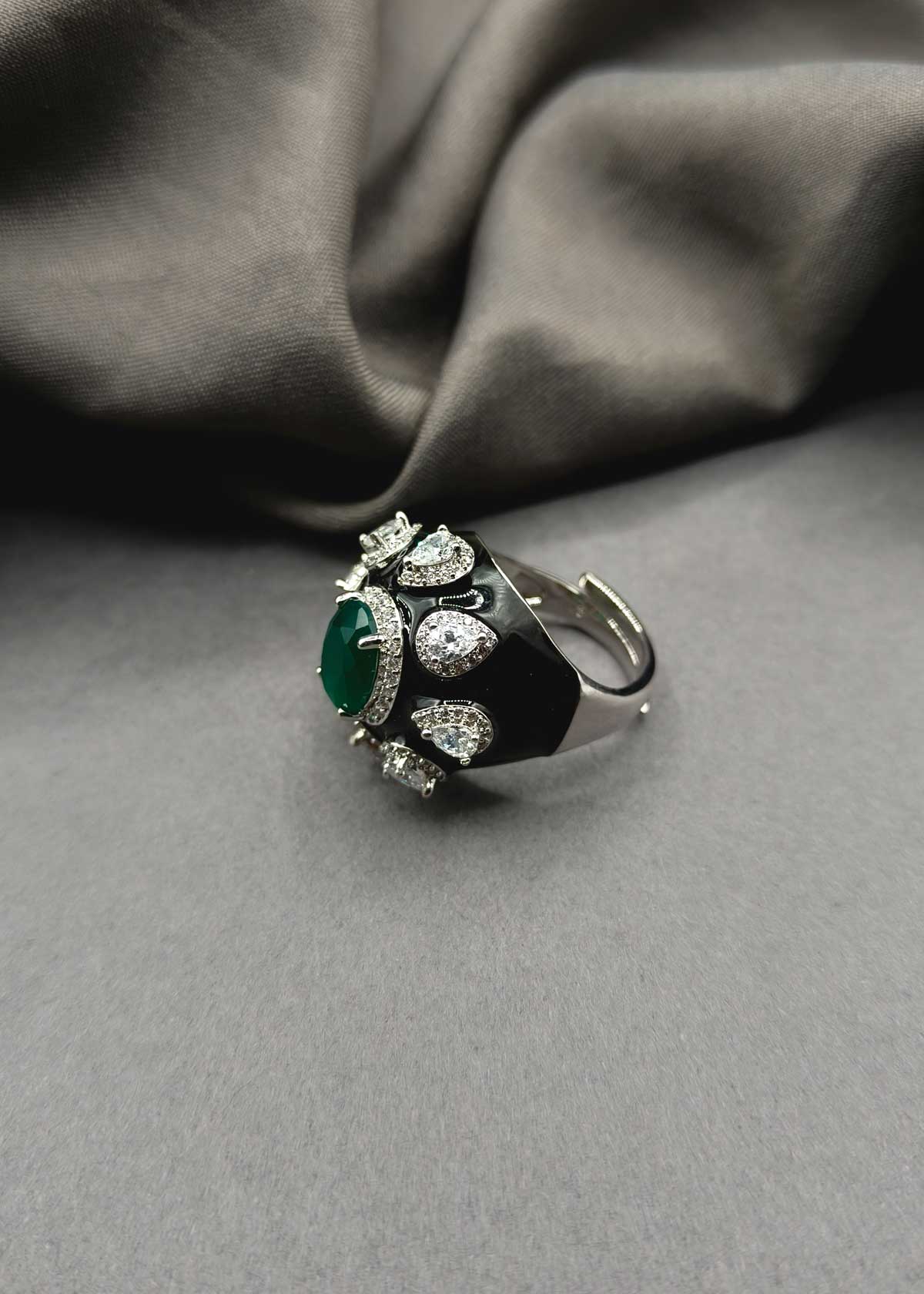 Elegant Minakari Cubic Zircon Adjustable Finger Ring for Women