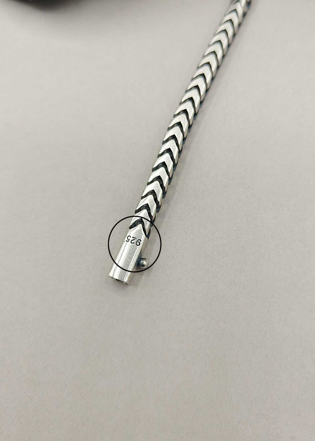 Chevron Chain Style 92.5 Sterling Silver Men's Loose Bracelet