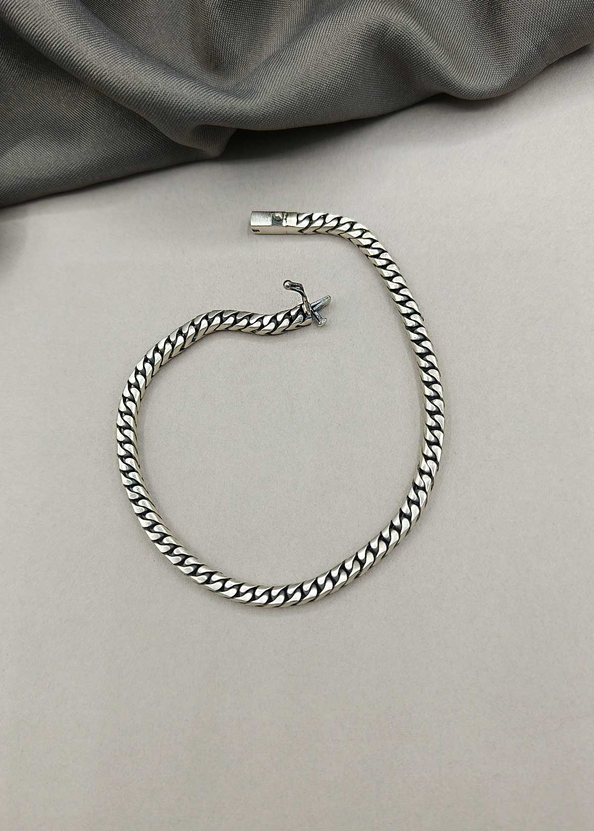 Classic Curb Chain Design 92.5 Sterling Silver Loose Bracelet For Mens
