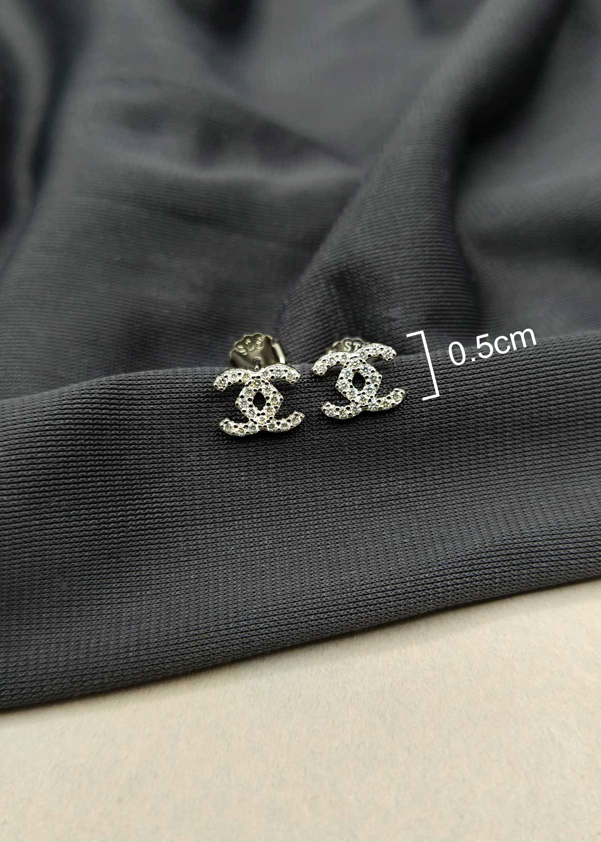 92.5 Sterling Silver Cubic Zircon Chanel Inspired Triple Drop Delicate Pendant Set With Chain For Women