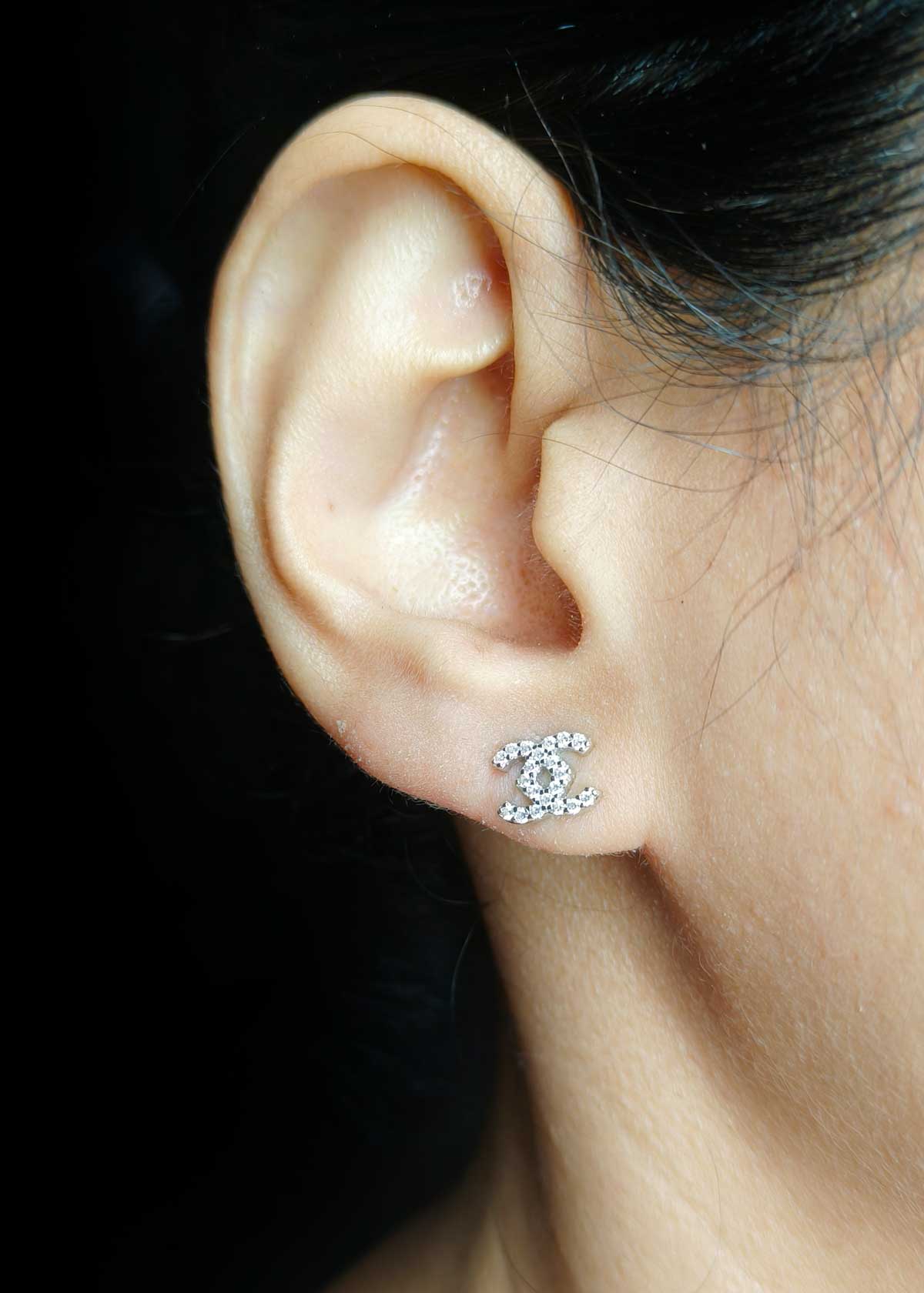 92.5 Sterling Silver Cubic Zircon Chanel Inspired Triple Drop Delicate Pendant Set With Chain For Women