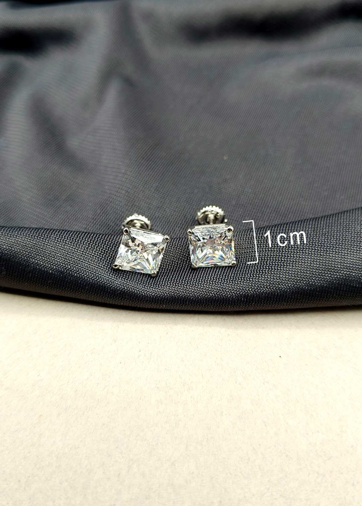 92.5 Sterling Silver Square Shape Pendant Set + Chain For Women