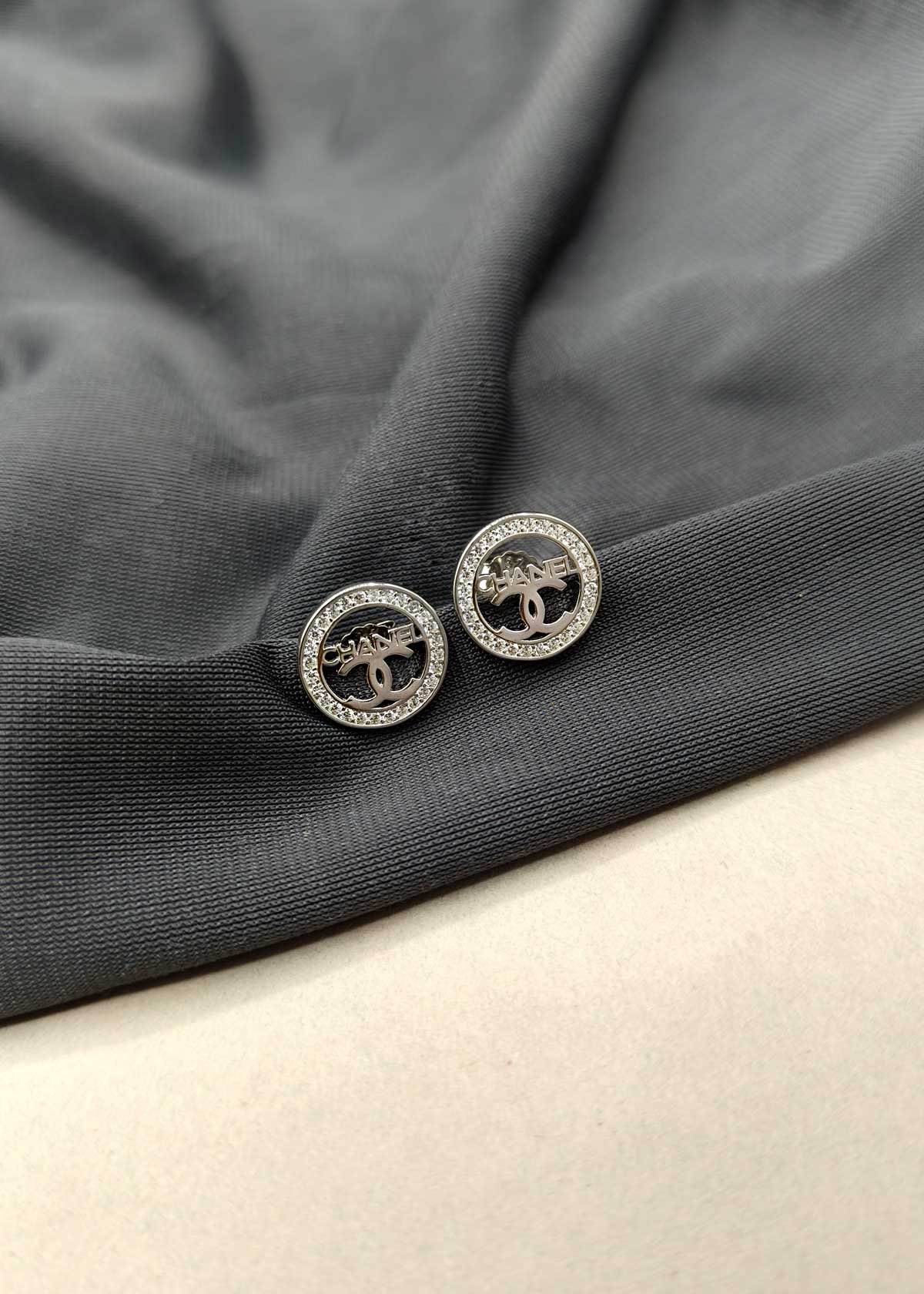 92.5 Sterling Silver Chanel Inspired With Cubic Zircon Stone Pendant Set With Chain For Women