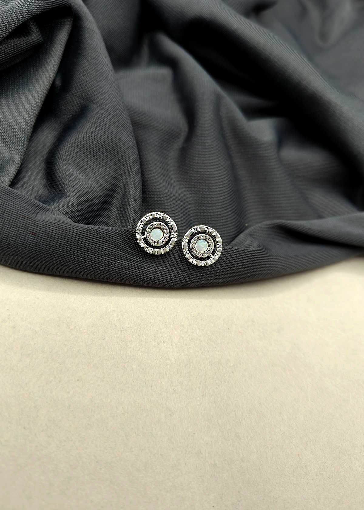 92.5 Sterling Silver Bvlgari Small Stud Earring For Women