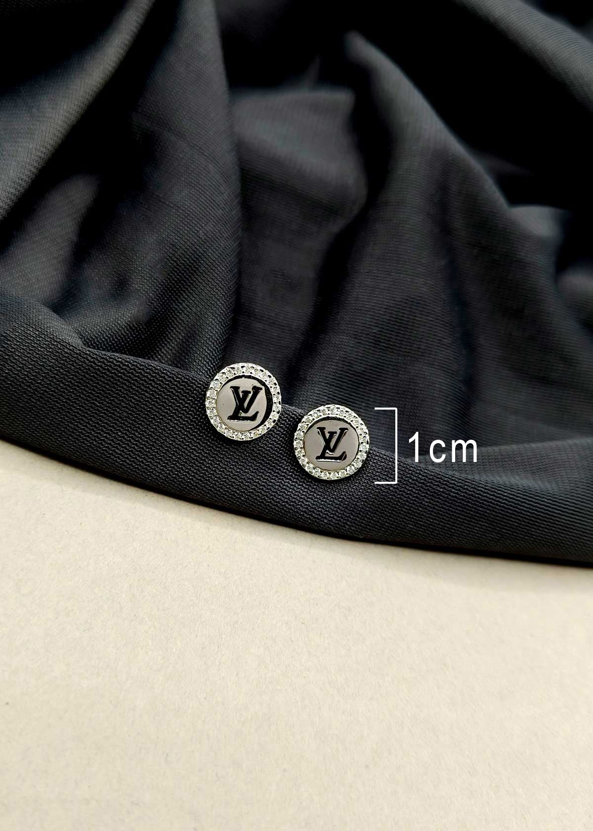 92.5 Sterling Silver Louis Vuitton Inspired With Cubic Zircon Small Stud Earrings For Women