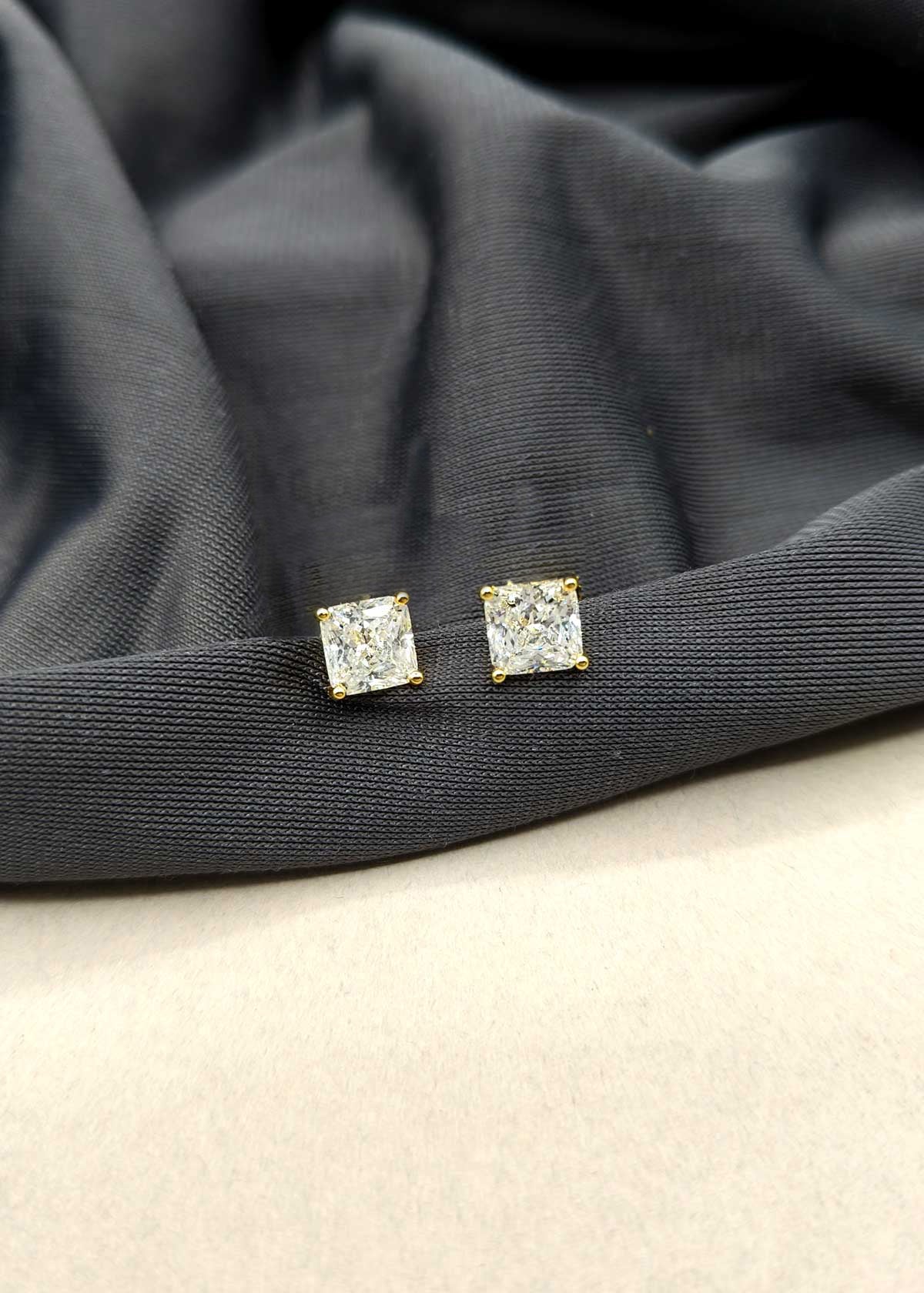 92.5 Sterling Silver Swarovski Crystal Gold Plated Studs For Women