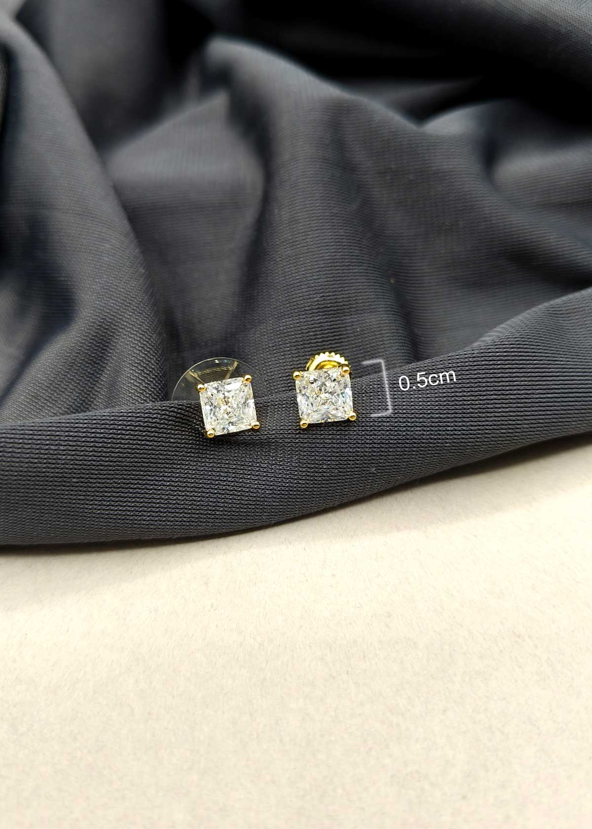 92.5 Sterling Silver Swarovski Crystal Gold Plated Studs For Women