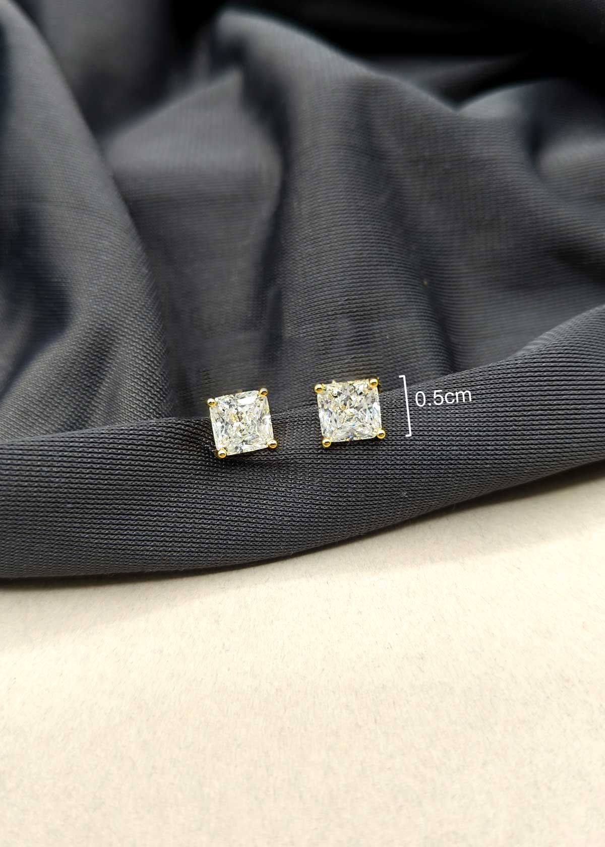 92.5 Sterling Silver Swarovski Crystal Gold Plated Studs For Women