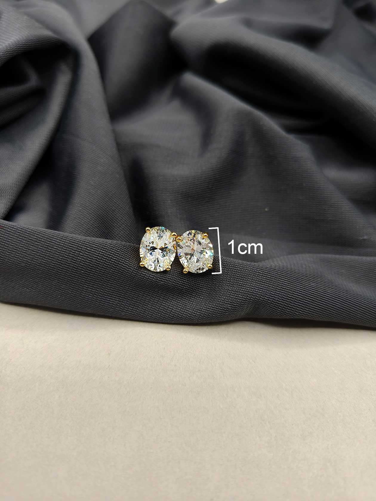 92.5 Sterling Silver Oval Swarovski Crystal Gold Plated Pendant Set For Women