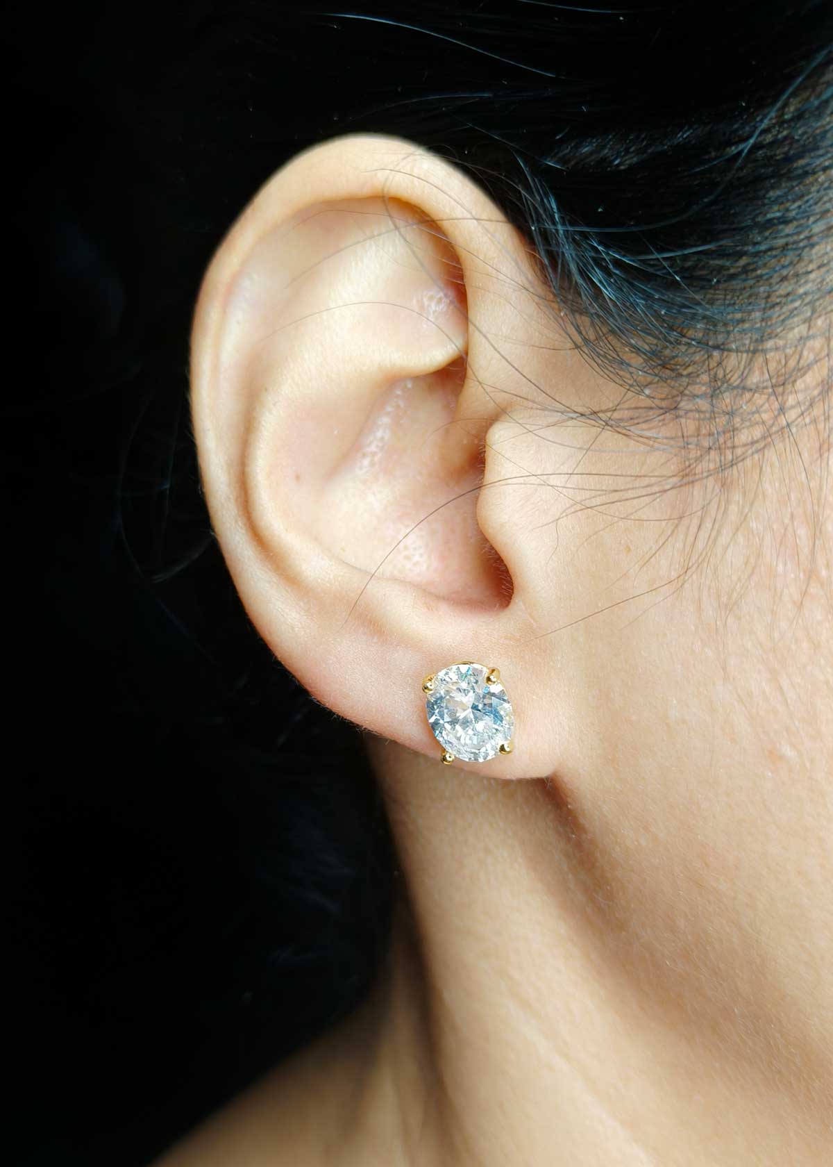 92.5 Sterling Silver Oval Swarovski Crystal Gold Plated Pendant Set For Women