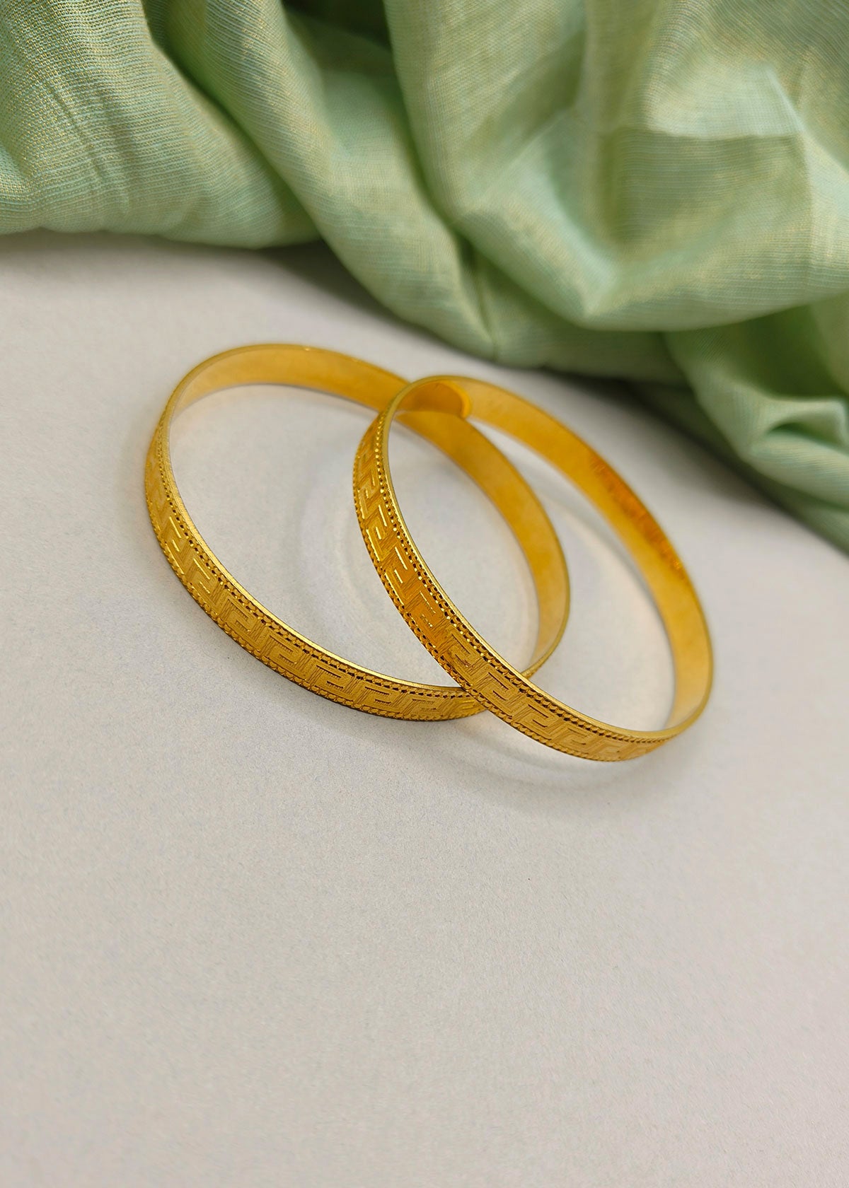 Elegant Traditional Delicate Designer 1 Gram Gold Plated Bangles (Pair)