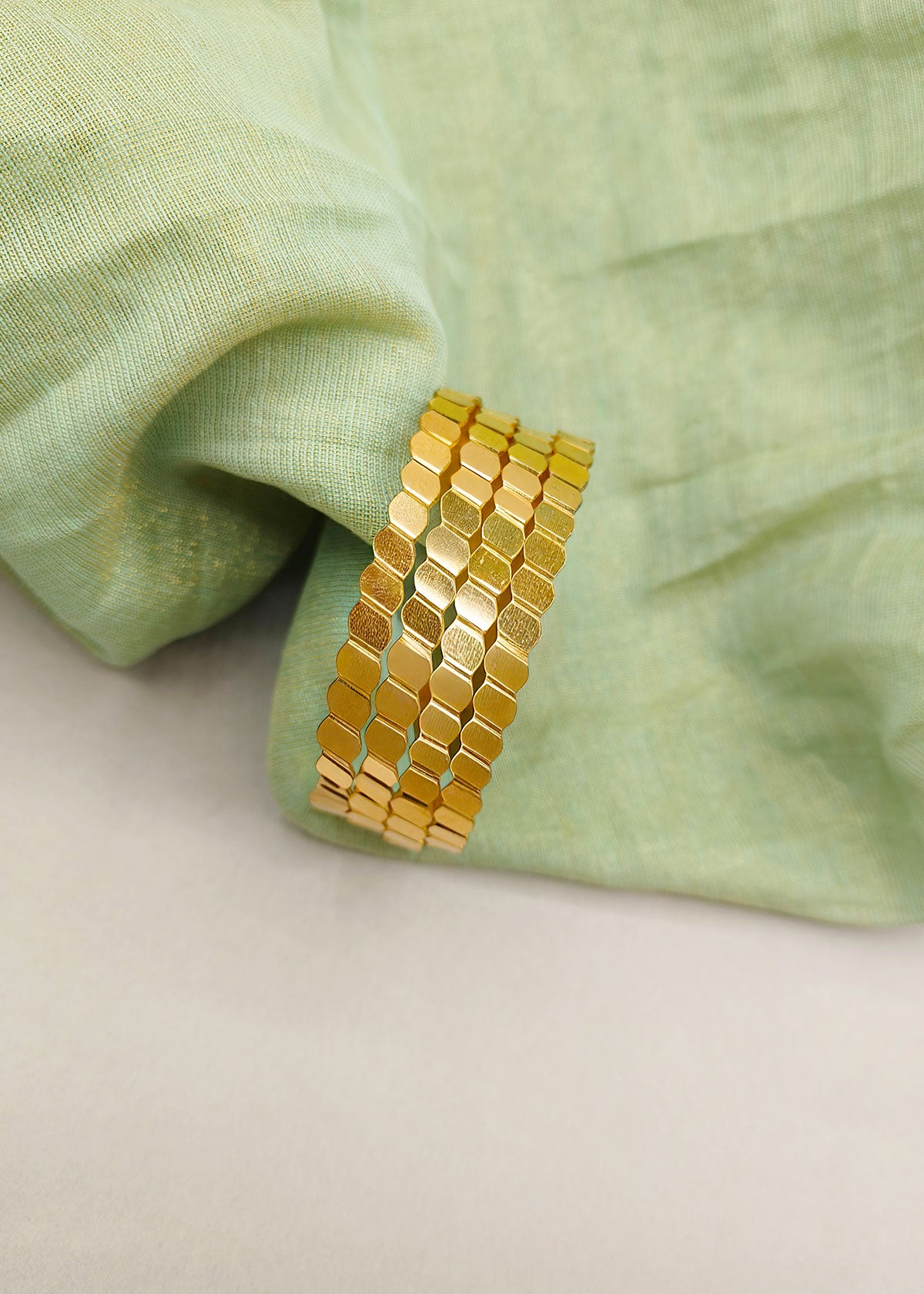 1 Gram Gold Plated Unique Designer Plain Bangles (4 Pcs)