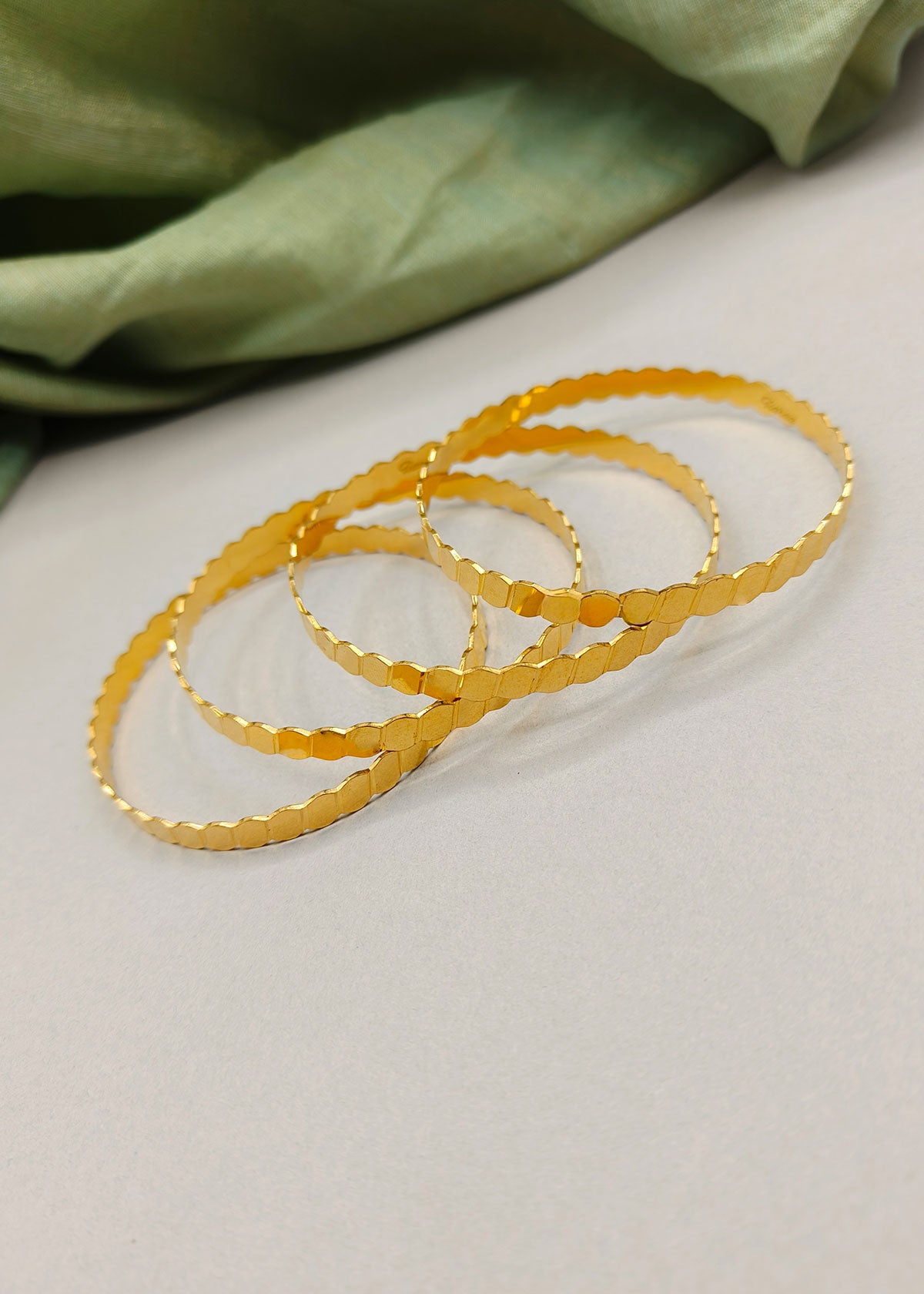 1 Gram Gold Plated Unique Designer Plain Bangles (4 Pcs)