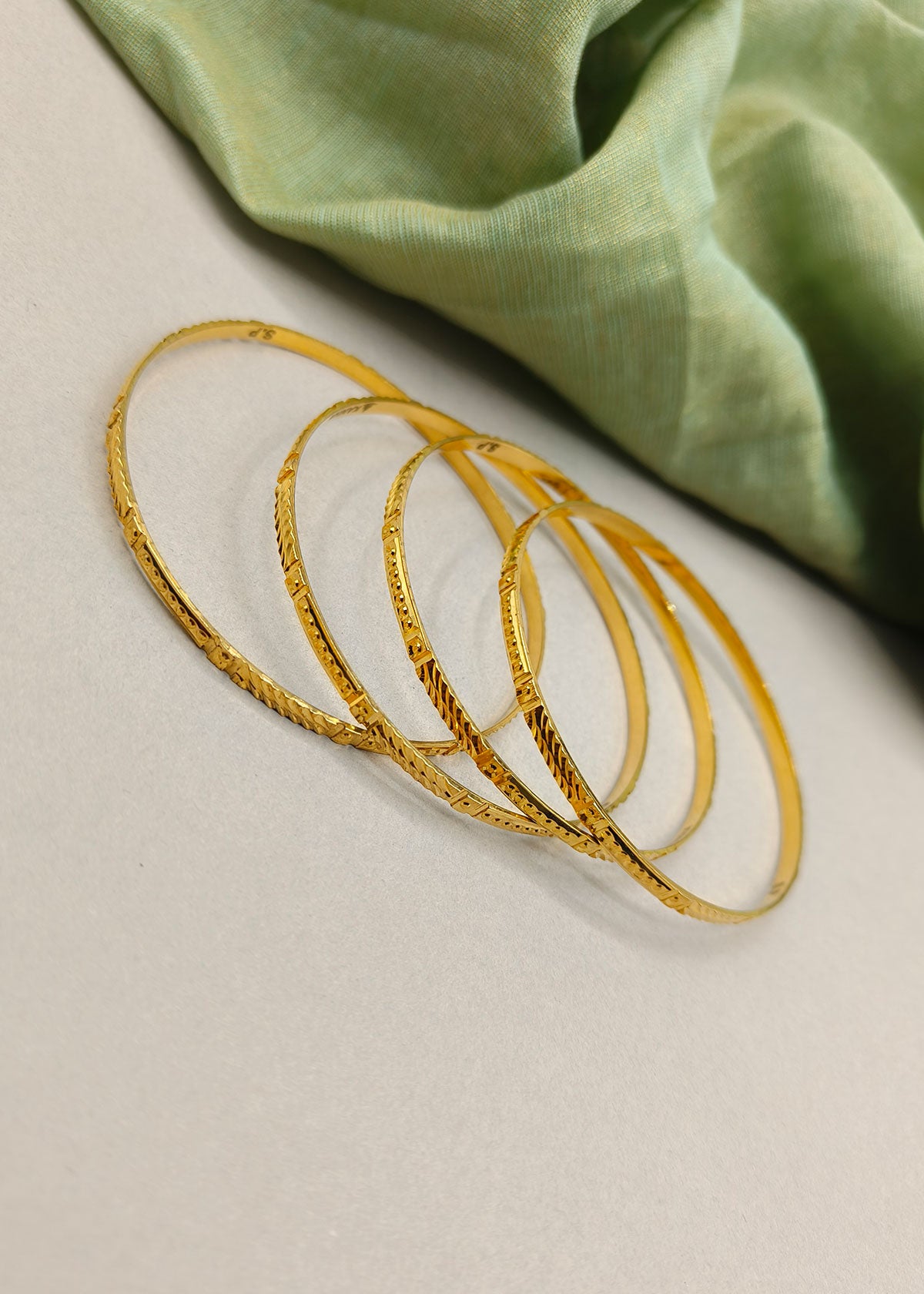 1 Gram Gold Plated Classic Ethnic Designer Bangles (4/8 Pcs)