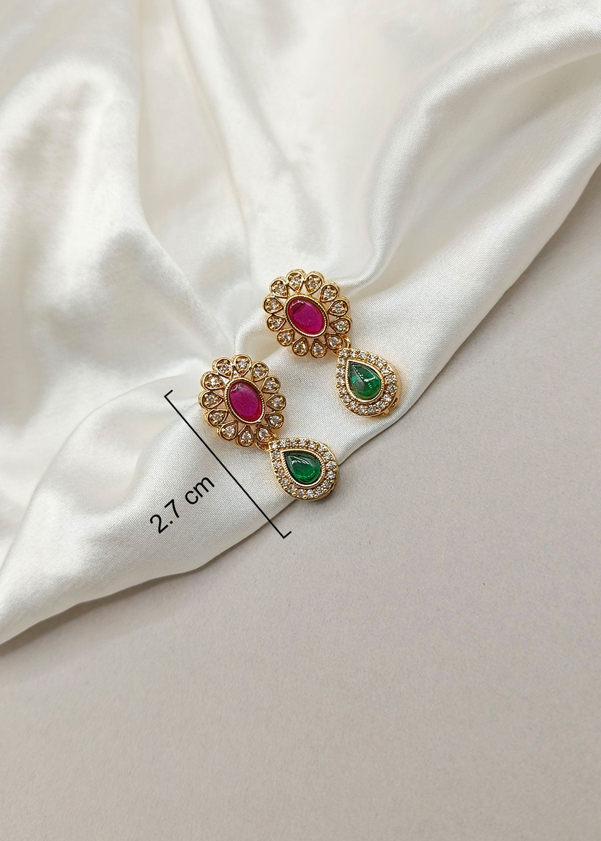 Traditional Gold Plated Ruby & Emerald Stone Antique Gold Plated Delicate Necklace Set