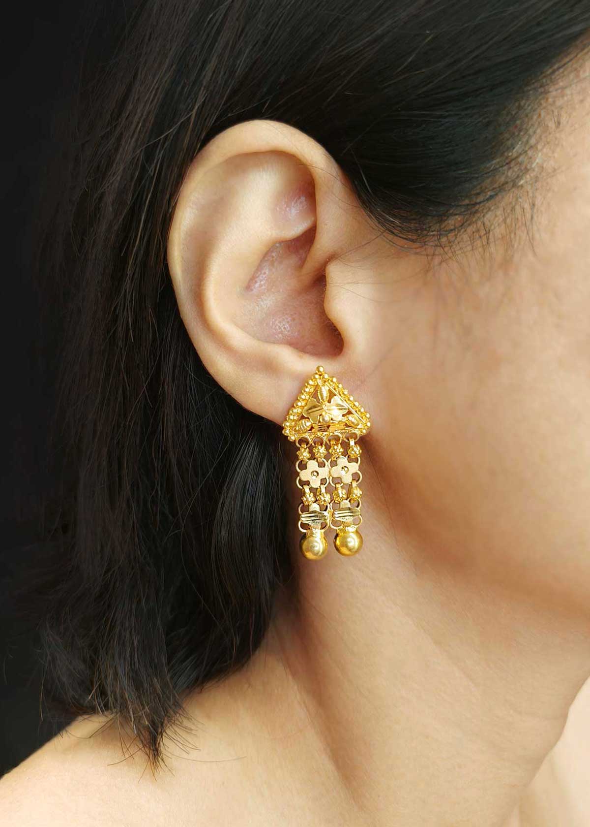 Elegant 1 Gram Gold Plated Floral Drop Designer Necklace Set