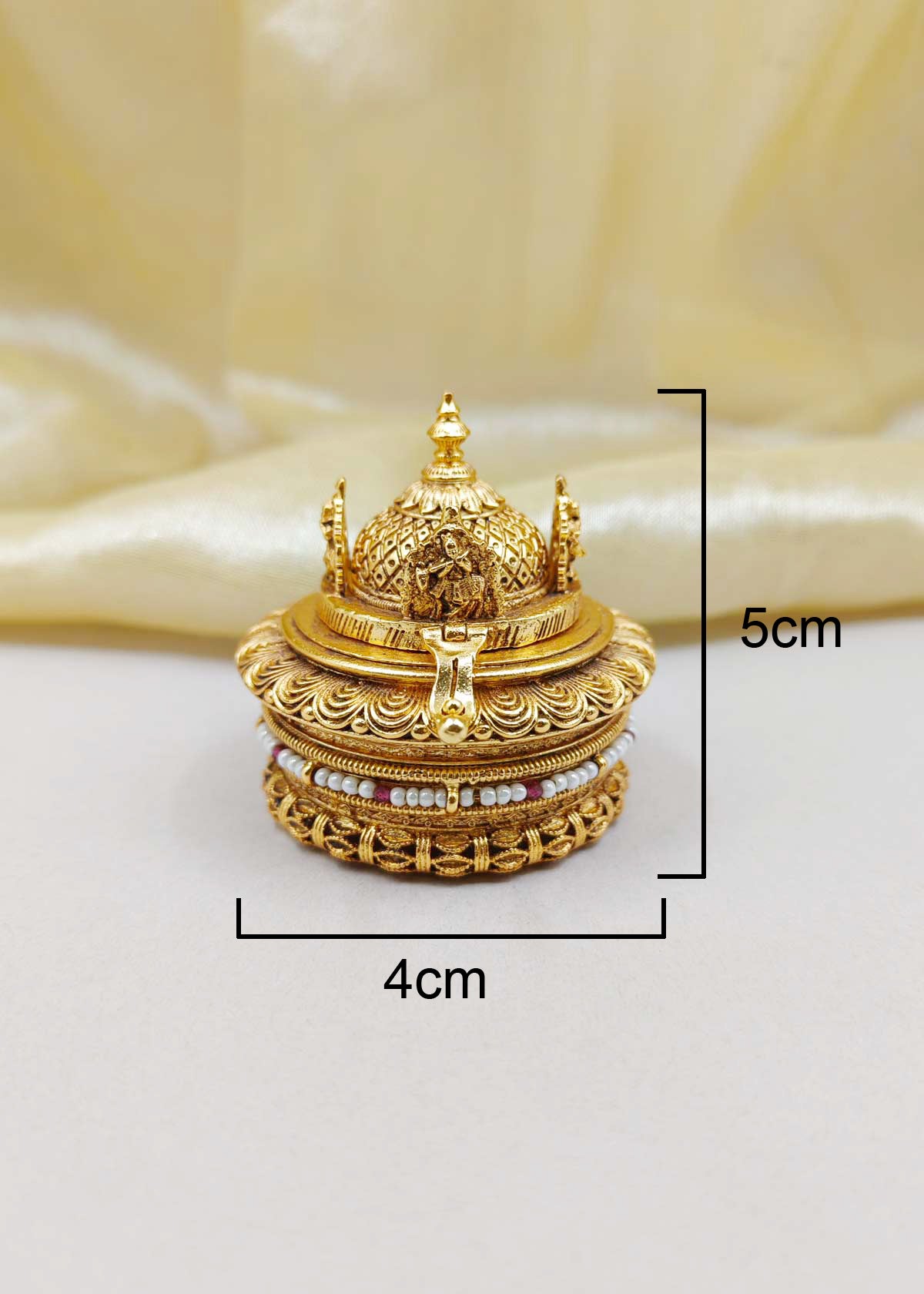 Antique Gold Temple Style Kumkum Box / Sindoor Box