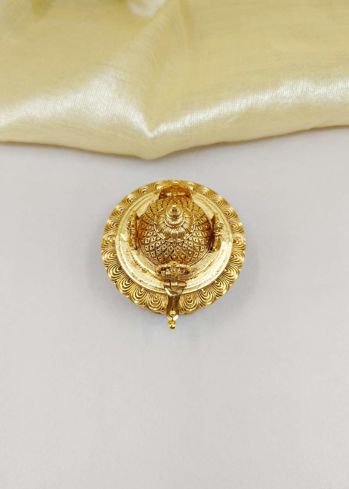 Antique Gold Temple Style Kumkum Box / Sindoor Box