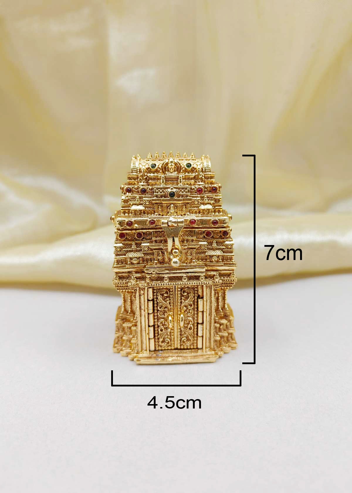 Temple Design Lakshmi Antique Gold Plated Kumkum Box / Sindoor Box