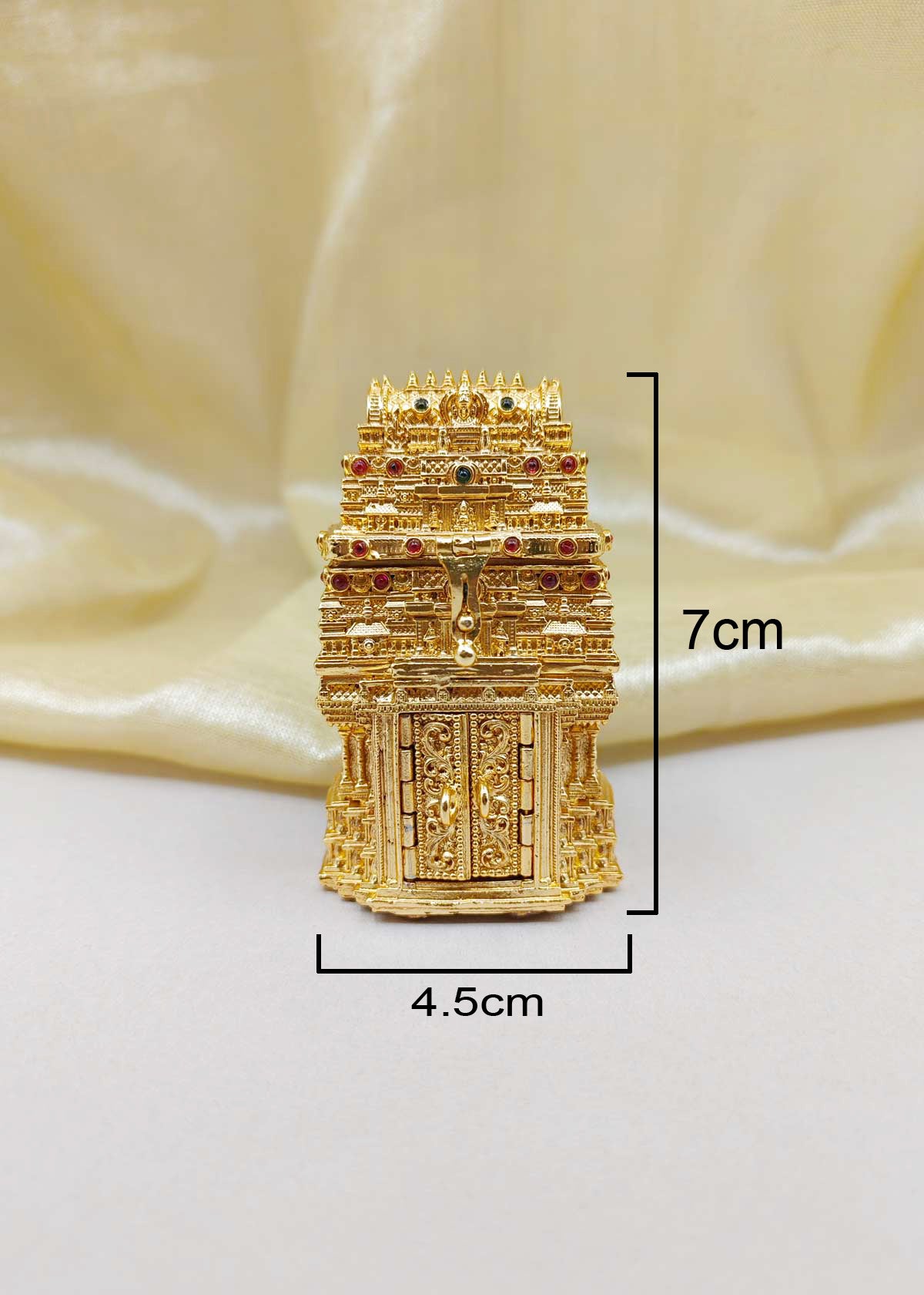 Temple Design Ganesha Antique Gold Plated Kumkum Box / Sindoor Box