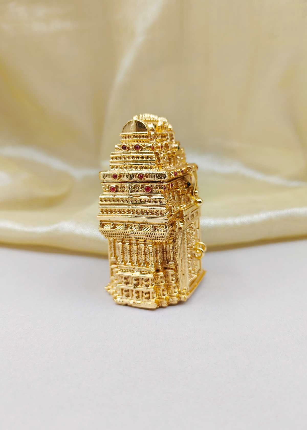 Temple Design Ganesha Antique Gold Plated Kumkum Box / Sindoor Box