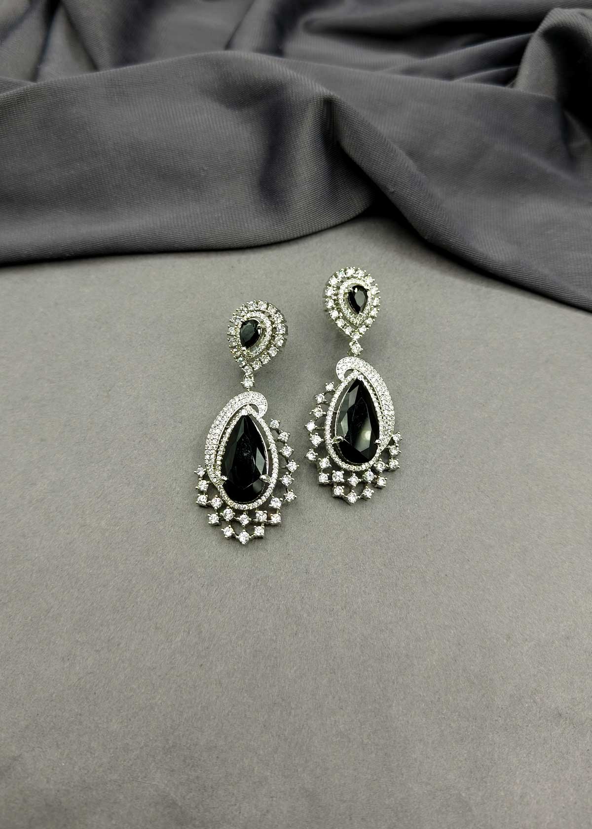Dramatic Drop Cubic Zircon Gold Silver Plated Hanging Earrings For Women