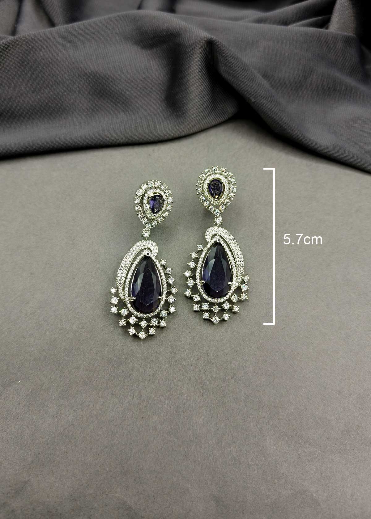 Gold And Silver Plated Cubic Zircon Colourful Hanging Earrings For Women