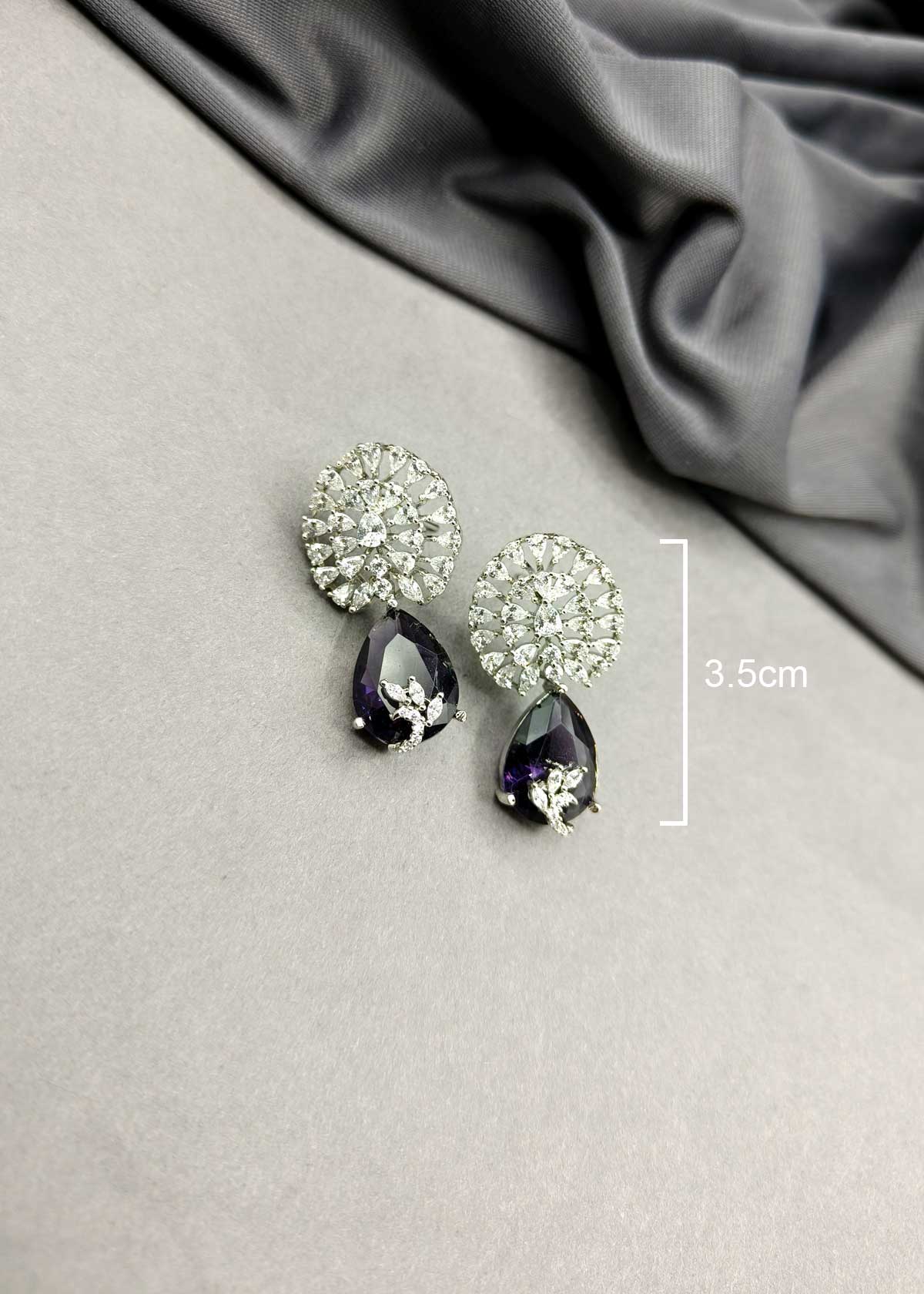 Radiant Floral Drop Style Gold Silver Plated Cubic Zircon Earring For Women
