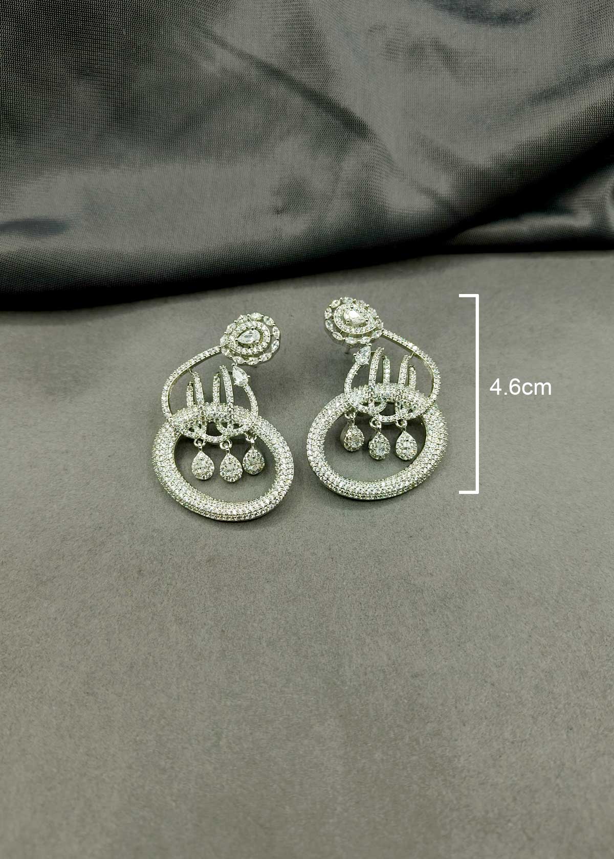 Swirling Floral Inspired Cubic Zircon Gold Silver Plated Hanging Earring For Women