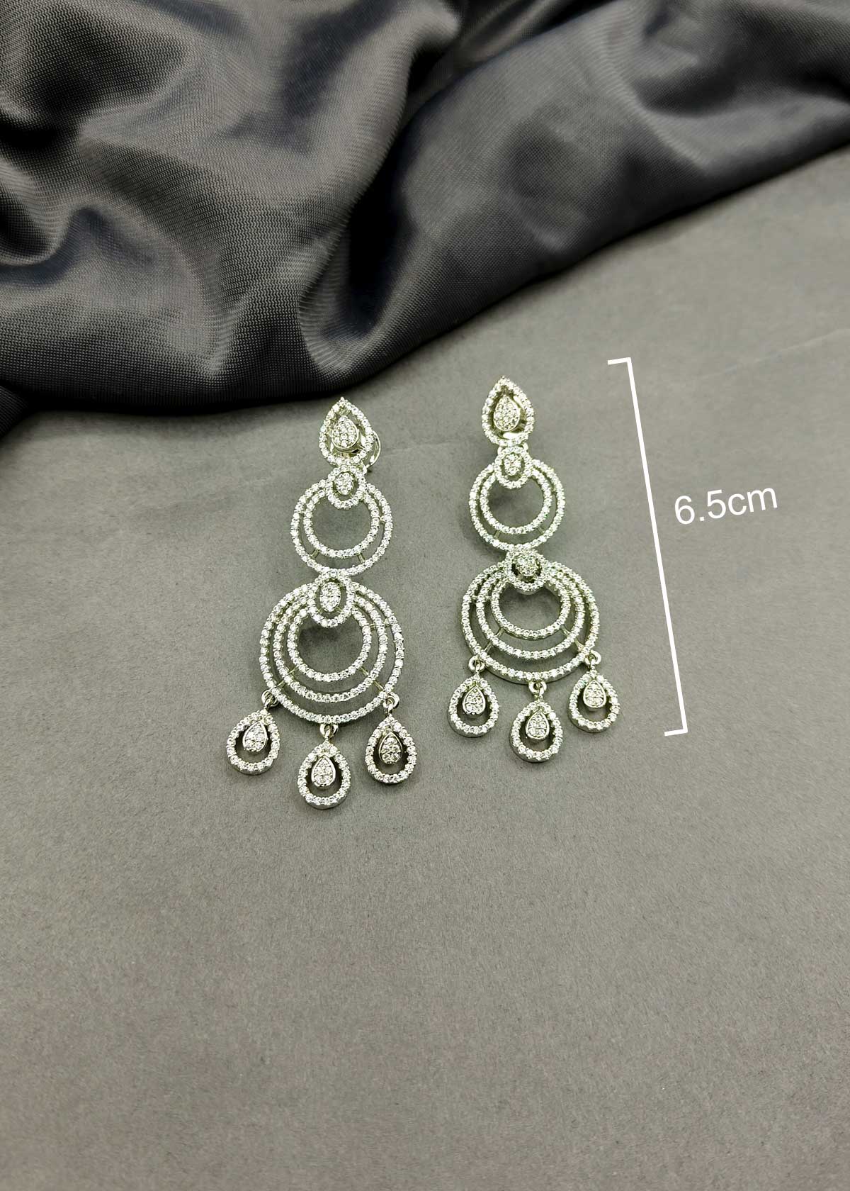 Chandelier Style Cubic Zircon Gold Silver Plated Long Earring For Women