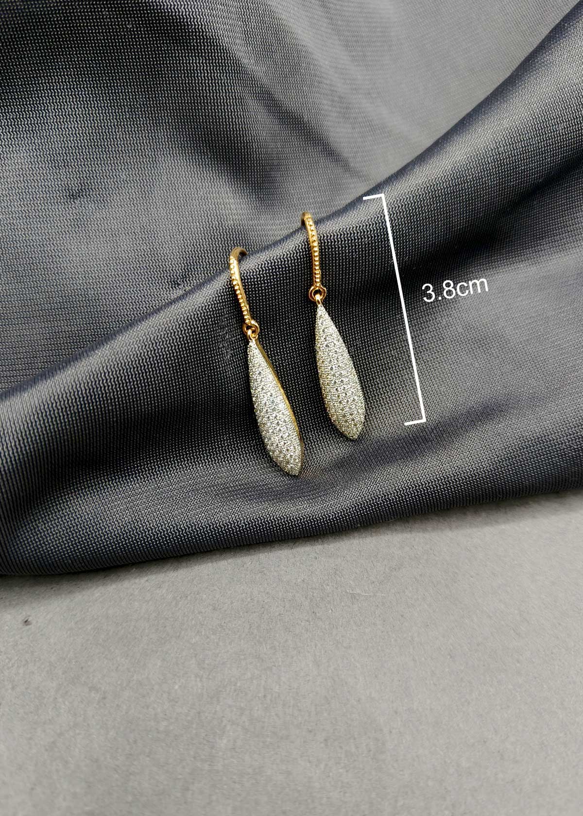 Teardrop Fish Hook Style Gold Silver Plated Cubic Zircon Earring For Women