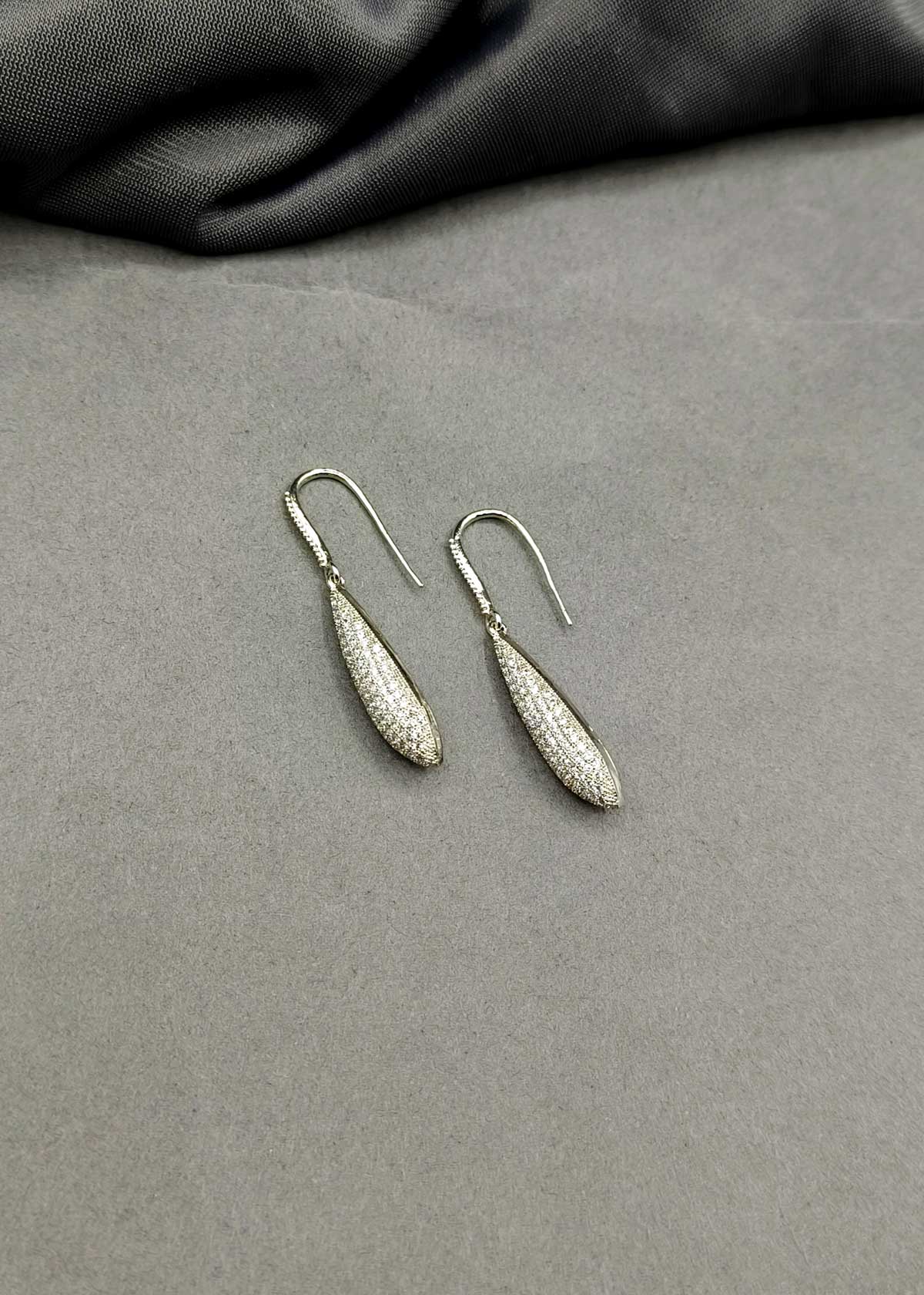 Teardrop Fish Hook Style Gold Silver Plated Cubic Zircon Earring For Women