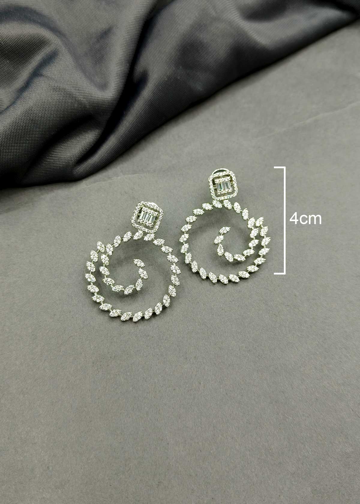 Spiral Gold Silver Plated Cubic Zircon Hanging Earring For Women