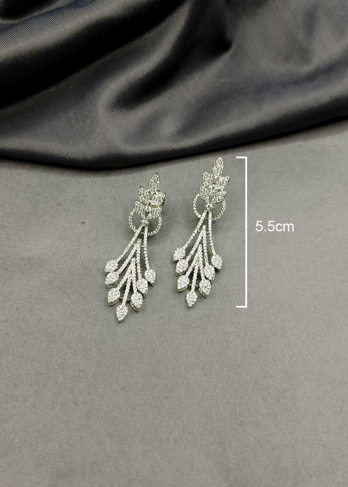 Delicate Floral Marquise Cubic Zircon Gold Silver Plated Hanging Earring For Women