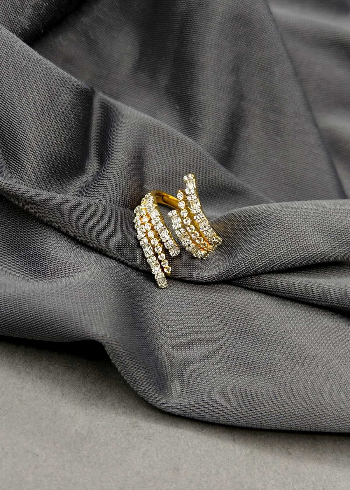 Modern Wrap Style Gold Silver Plated Cubic Zircon Adjustable Finger Ring For Women