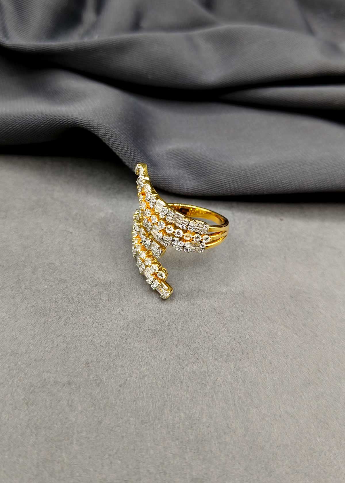 Modern Wrap Style Gold Silver Plated Cubic Zircon Adjustable Finger Ring For Women