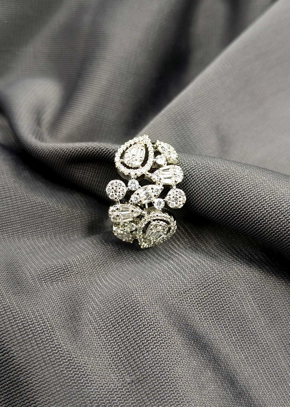 Fancy Marquise Cubic Zircon Gold Silver Plated Adjustable Finger Ring For Women