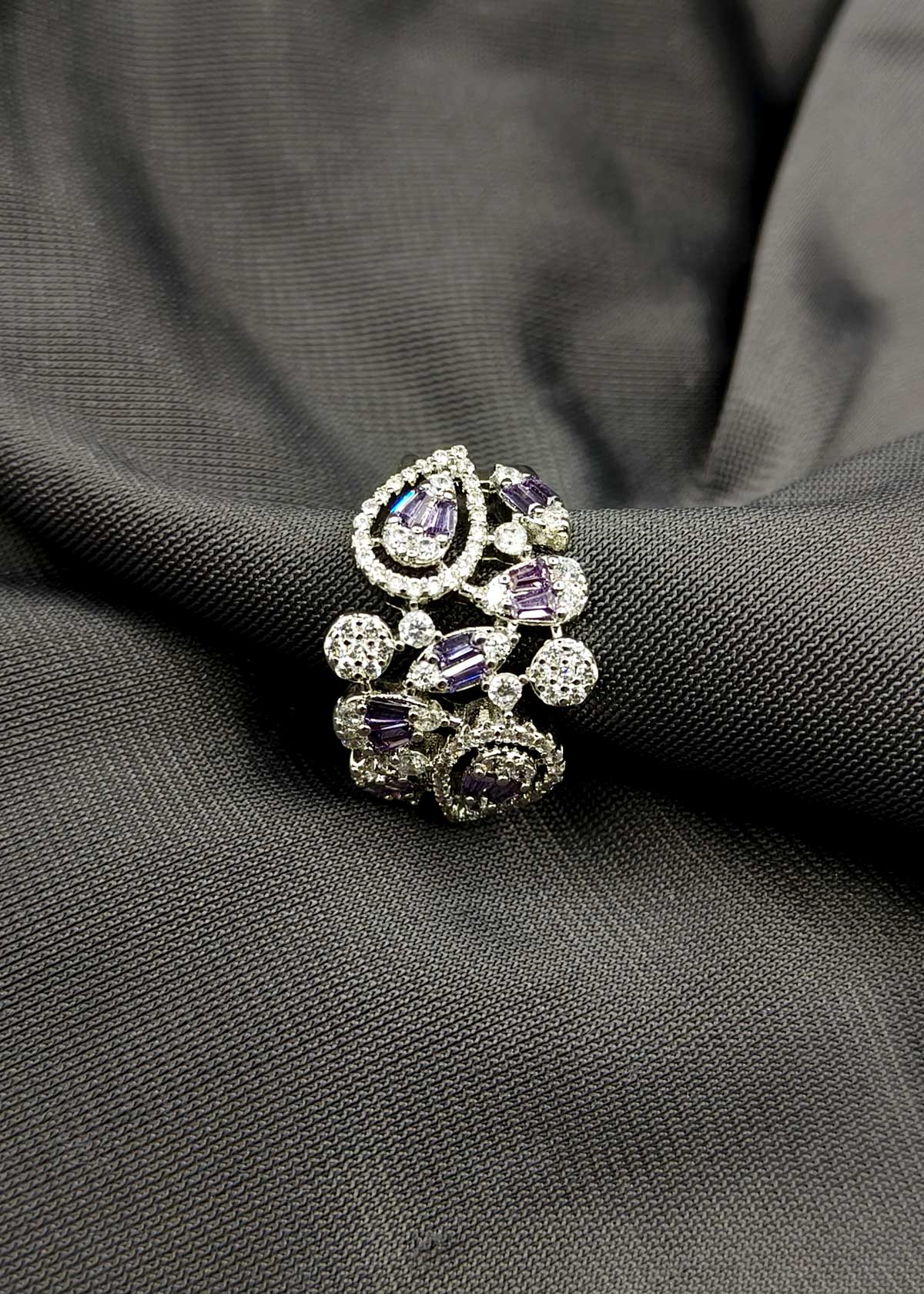 Fancy Marquise Cubic Zircon Gold Silver Plated Adjustable Finger Ring For Women