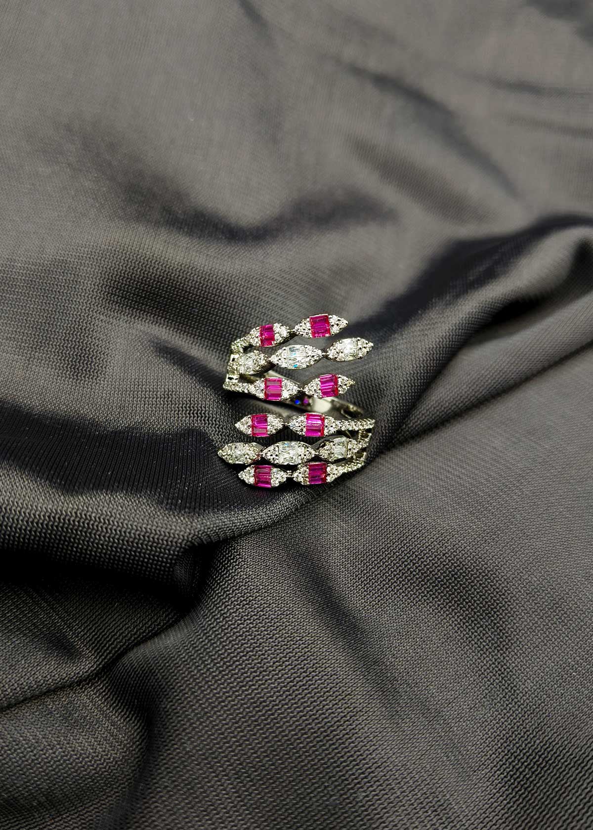 Luminous Leaf Wrap Style Gold Silver Plated Cubic Zircon Adjustable Finger Ring For Women