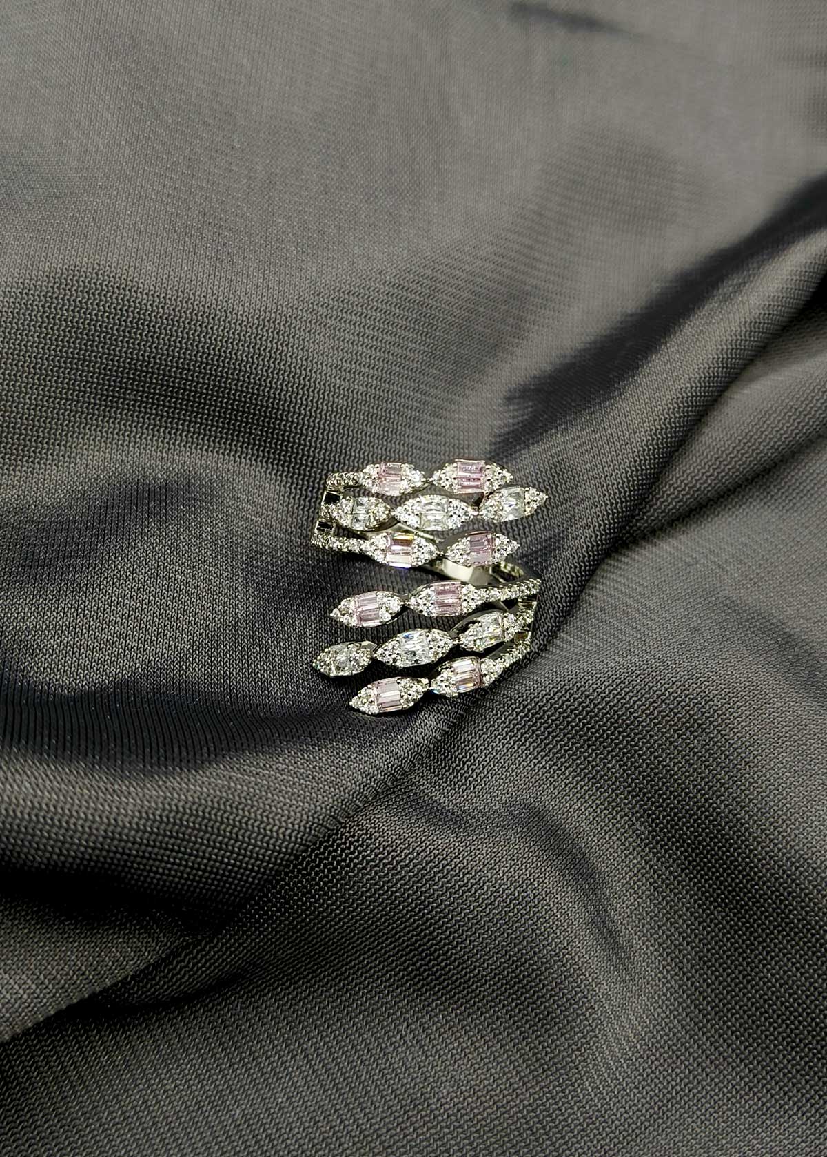 Luminous Leaf Wrap Style Gold Silver Plated Cubic Zircon Adjustable Finger Ring For Women