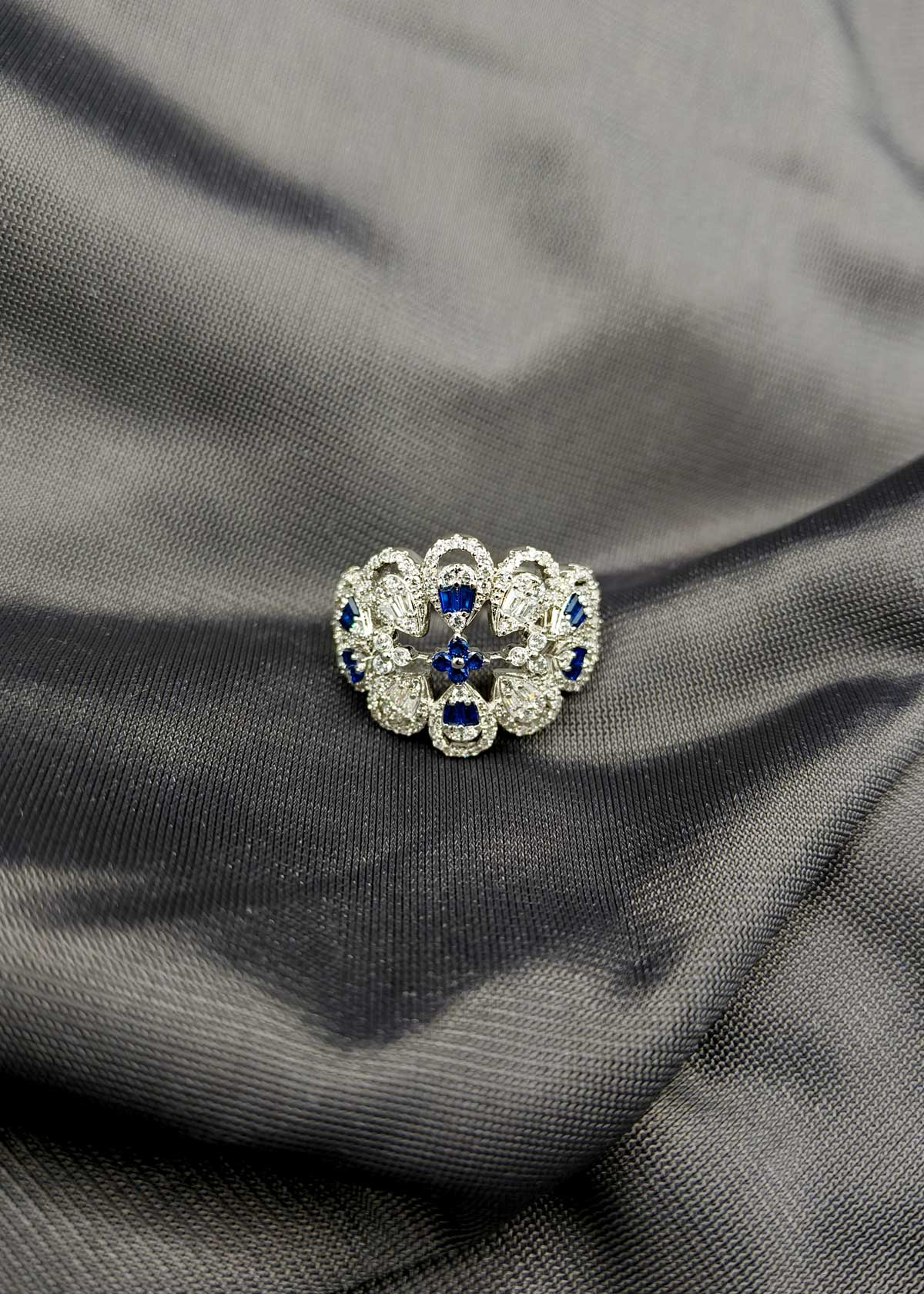 Luxurious Gold Silver Plated Cubic Zircon Adjustable Finger Ring For Women