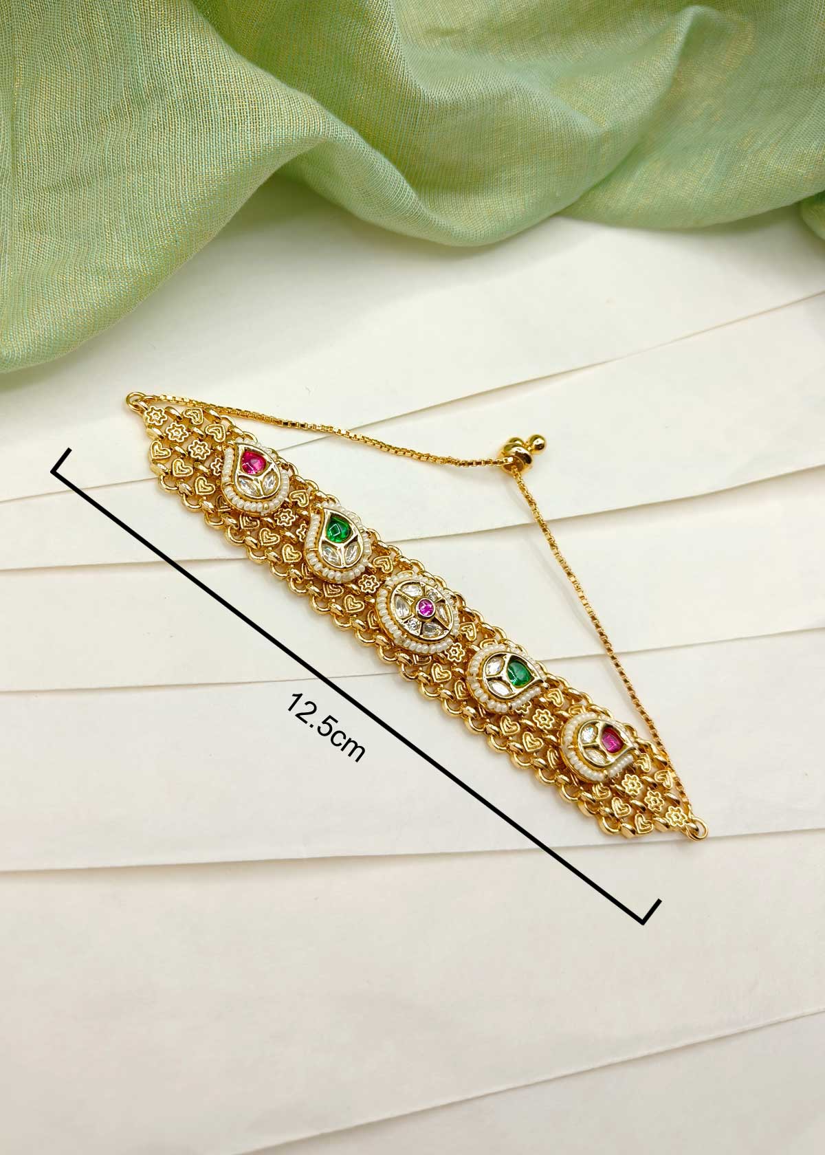 Charming Kundan Gold Plated Slider Loose Bracelet For Women
