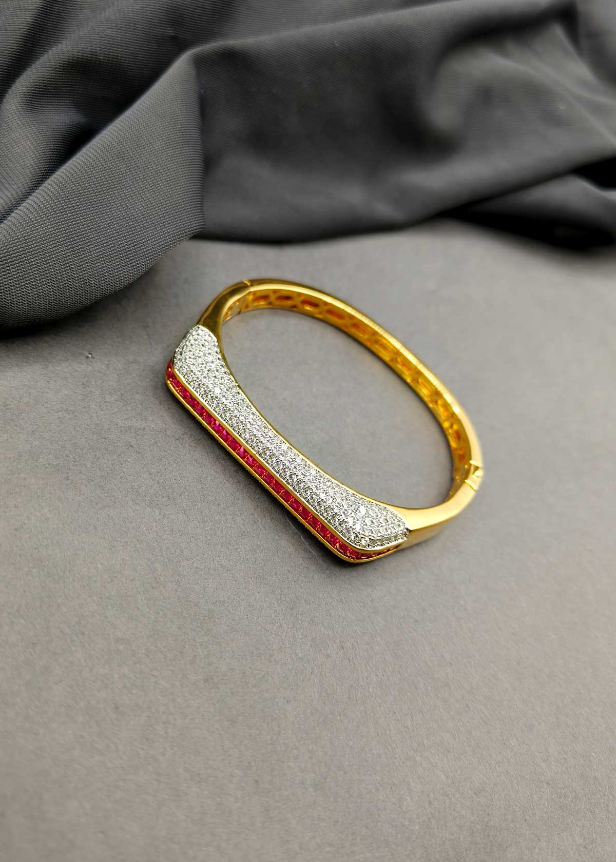 Attractive Cubic Zircon Gold Silver Plated Kada Bracetet For Women