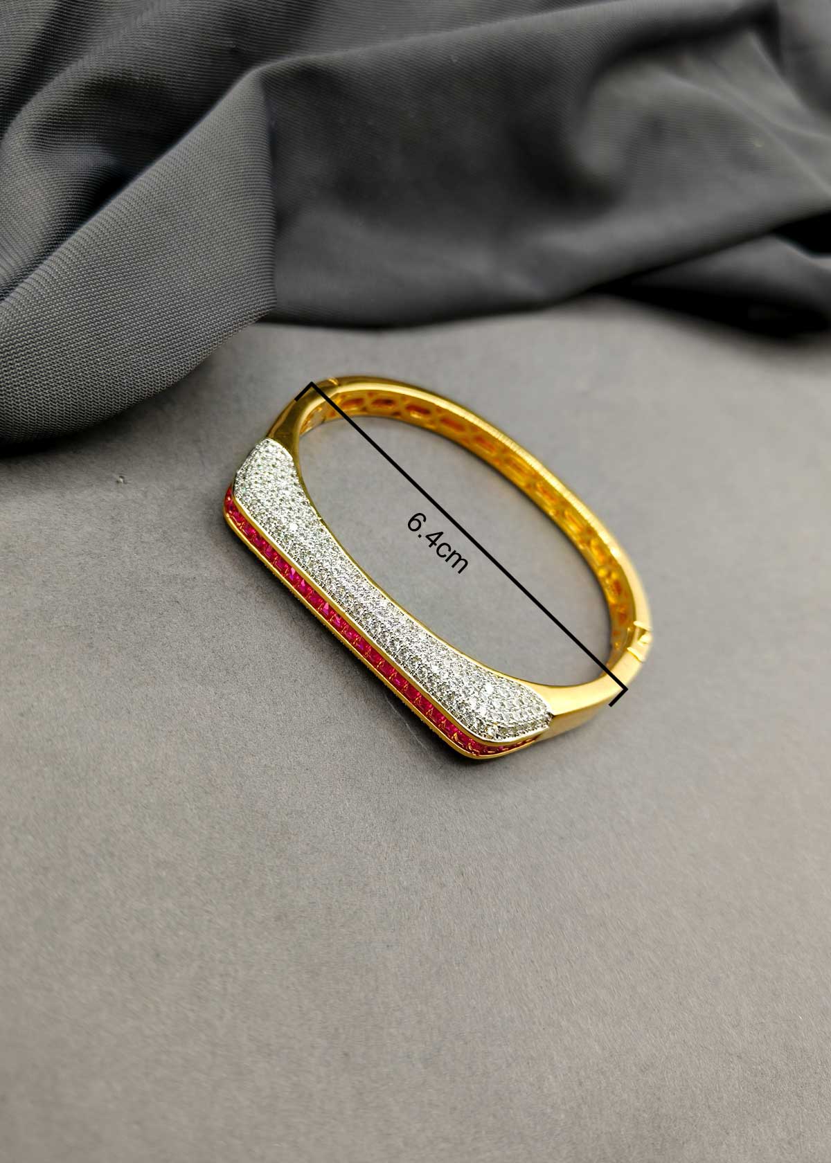 Attractive Cubic Zircon Gold Silver Plated Kada Bracetet For Women