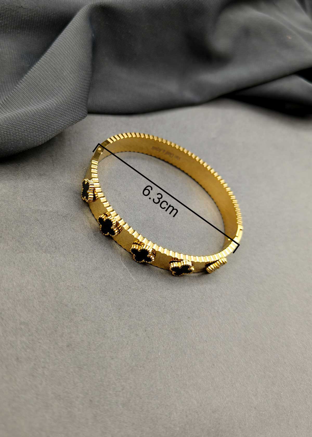 Beautiful Clover Mother Of Pearl Gold Plated Bracelet Kada For Women