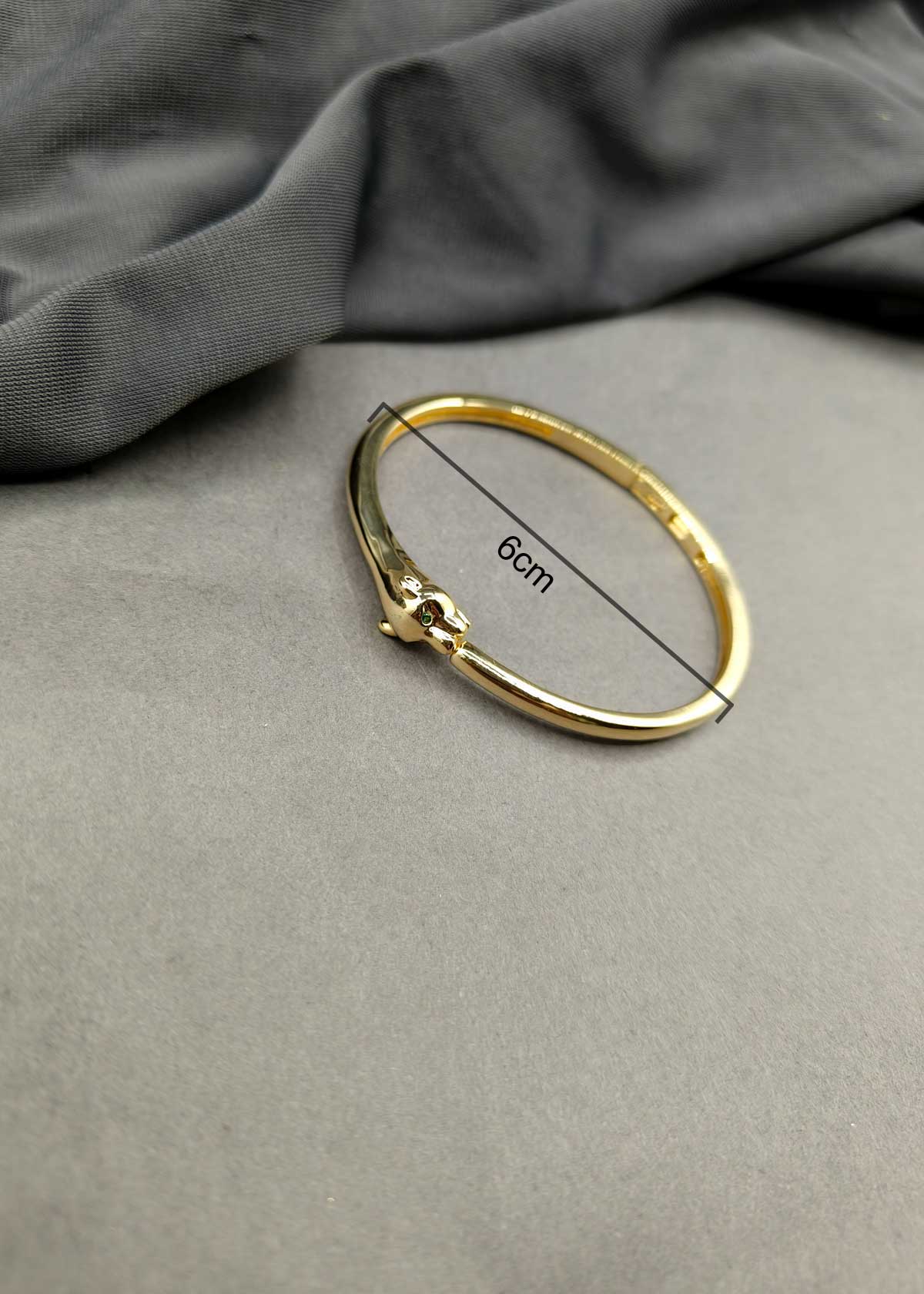 Animal Head Design Cubic Zircon Gold Plated Kada Bracelet For Women