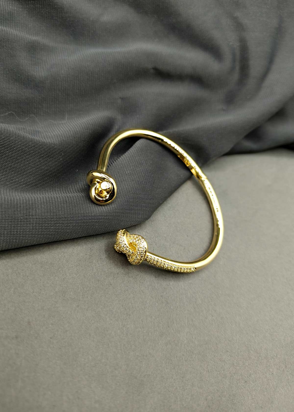 Knot Cuff Cubic Zircon Gold Plated Kada Bracetet For Women